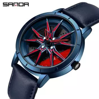 Sanda Новый 1089 Стальной Ремень Серии Колеса Стиль Мода Тенденция Прохладный Кварцевые Мужские Часы Повседневные Индивидуальные Мужские Часы