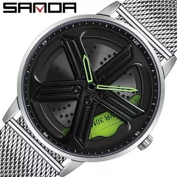 SANDA Новый продукт Кварцевые часы со стальным ремнем Мужские часы Креативная личность Полые мужские часы со стальным ремнем могут вращаться на 360 градусов синий