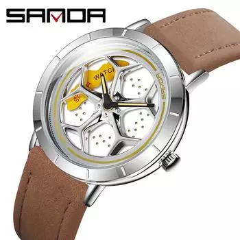 SANDA новый ремень для подростков, индивидуальный тренд, время бежать, студенческие мужские кварцевые часы синий