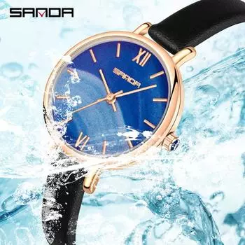 SANDA Водонепроницаемые электронные часы Женские кварцевые часы Модные простые противоударные и защищенные от падений часы Спортивные женские кварцевые часы