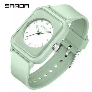 SANDA Водонепроницаемые Кварцевые Часы Квадратные Повседневные Наручные Часы Hundred белый
