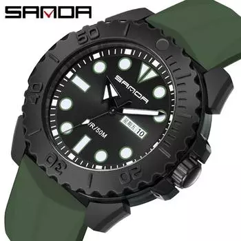 SANDA Watch Электронный календарь с одним дисплеем Электронные водонепроницаемые силиконовые мужские часы для альпинизма чёрный