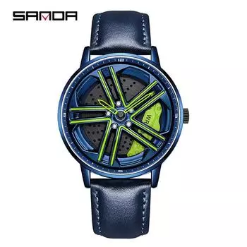 SANDA Wheel Biker Watch Stereo Hollow Wheel Watch Мужские часы для учеников младших классов средней школы, крутые кварцевые часы