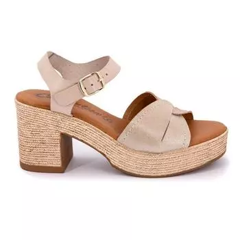 Бежевые босоножки на танкетке с пряжками Женский CARLA TORTOSA 37 бежевый