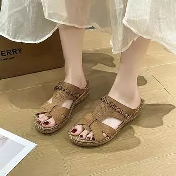 Sandalias De verano con punta abierta para Mujer, Chanclas De playa, cuas comodas, bonitas, Talla 43 zapatillas mujer 36 чёрный
