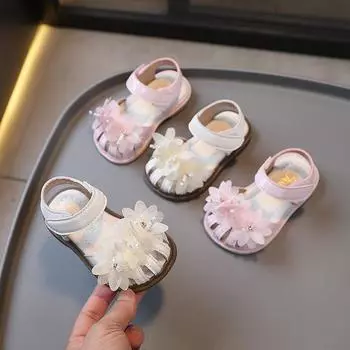 Sandalias Детские прогулочные туфли Летние новые детские туфли Нескользящие туфли принцессы 0-3 лет Детская обувь Детская обувь Zapatos Nia 15-insole12cm бежевый