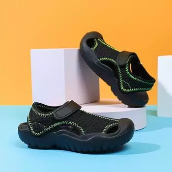 sandalias Детские сандалии ЛетниеНовые противоударные сандалии для мальчиков Мягкая подошва Сандалии для девочек Нескользящая повседневная обувь Детские тапочки Детская обувь 22 insole14.0cm
