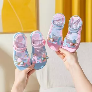 Sandalias Нескользящие детские сандалии Летние новые сандалии для девочек принцессы Мягкая подошва Детская пляжная обувь Милая детская обувь Zapatos Nia 23-insole15.5cm фиолетовый