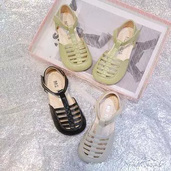 Sandalias Новые детские сандалии Mary Jane Кожаные туфли Hollow Out Girl Туфли на мягкой подошве для малышей First Walking Roman Princess Туфли для детей 21 insole14cm зелёный