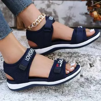 Женские спортивные плоские сандалии, Модная обувь, сетчатые кроссовки для ходьбы, бега, пляжа, тренд 36