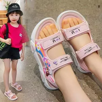 Sandalias Сандалии для девочек Летние новые милые детские туфли принцессы Милые пляжные туфли Детская обувь Мультяшные сандалии для девочек Zapatos Nia 26-insole16cm фиолетовый