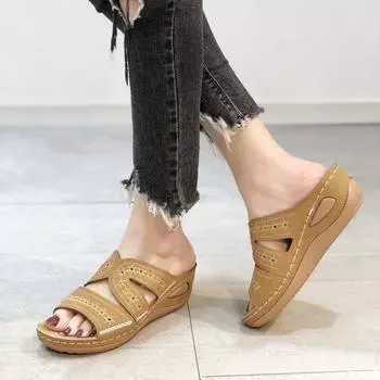 Сандалии 2024 Новые босоножки на танкетке и платформе Женская обувь Тапочки большого размера Женские 35 фиолетовый