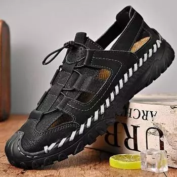 Сандалии Aiden Ram 2024 года, летняя новая обувь для спорта и отдыха на открытом воздухе, нескользящая пляжная обувь большого размера с сумкой-головой 38 чёрный