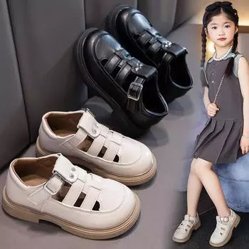 Сандалии Baotou для девочек, полые студенческие сандалии для маленьких девочек, модная римская обувь принцессы для маленьких девочек