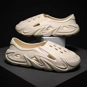 Сандалии Baotou, мужские модные туфли с кокосовым отверстием, мужские однотонные пляжные туфли с мягкой подошвой, мужские повседневные сандалии, летний прилив 40 белый