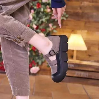 Сандалии Baotou Roman женские летние 2025 новые легкие повседневные сандалии с мягкой подошвой и полой пряжкой на толстой подошве 35 серый