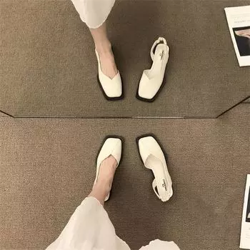 Сандалии Baotou женские летние 2025 новые модные французские корейские супер феи женские плоские римские туфли 35