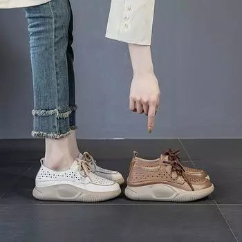 Сандалии Белые Туфли Кожаные Лоферы На Толстой Подошве 35 коричневый