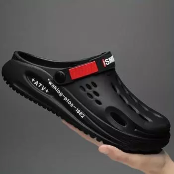 Сандалии без шнуровки с закрытым носком, прогулочная обувь на мягкой подошве, пляжные сандалии для уличной садовой обуви 39 чёрный