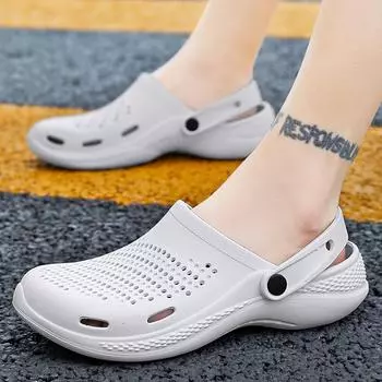 Сандалии большого размера для мужчин и женщин, летняя пляжная обувь, уличная обувь для прогулок, повседневные крутые тапочки 36 белый