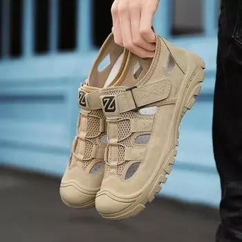 Сандалии большого размера для мужчин, повседневные, противоскользящие, устойчивые к запахам, для езды на открытом воздухе, спортивная обувь с мягкой подошвой, износостойкая пляжная обувь 39 чёрный