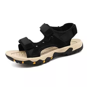Сандалии большого размера мужские кожаные летние нескользящие и износостойкие на толстой подошве для активного отдыха, альпинизма, пляжа, вождения 38