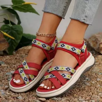 Сандалии большого размера женские 2024 новые летние спортивные сандалии женская повседневная пляжная обувь сандалии-кроссовки 35 красный