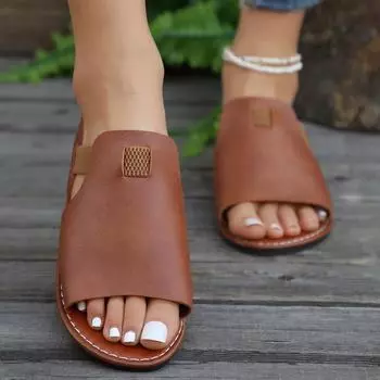 Сандалии большого размера женские новые повседневные женские пляжные сандалии с плоской подошвой в форме рыбьего рта женские лето 2024 36 чёрный