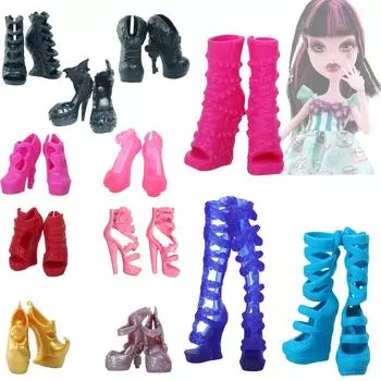 Сандалии, ботинки, обувь для Monster High, аксессуары, высокий каблук, Demon Monster, крутые игрушки, черный, паутина, розовый, синий