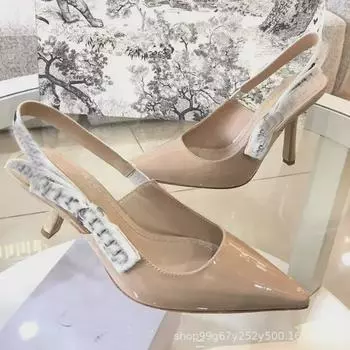 Сандалии D Dijia 2024 с острым носком и ремешком на каблуке — универсальные повседневные модели с закрытым носком Custom 34