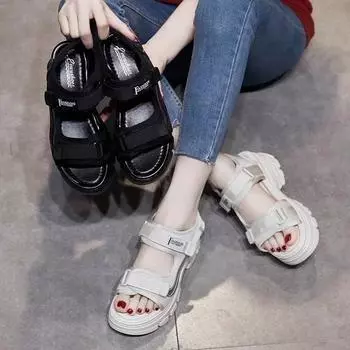 Сандалии Daddy, женские, на толстой подошве, летние, бисквитные, на мягкой подошве, спортивные, на липучках, пляжные туфли 39EU/CN40 бежевый