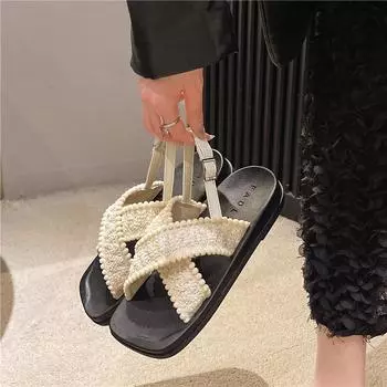 Сандалии de playa al aire libre, сандалии на каждый день, сандалии de tamao grande para mujeres, verano 35 белый