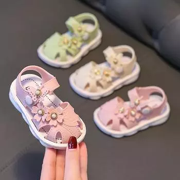 Сандалии для девочек 0-3 лет, детская обувь с пряжкой Baotou для малышей, нескользящая мягкая подошва, домашняя одежда, детские сандалии 16 розовый