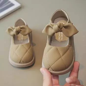 Сандалии для девочек, детская обувь, мягкая кожаная обувь с бантом, модная обувь в корейском стиле для девочек, туфли принцессы 21 чёрный