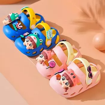 Сандалии для девочек, детские летние тапочки со съемной мягкой подошвой для дома, нескользящие, с рисунком для мальчиков 130 розовый