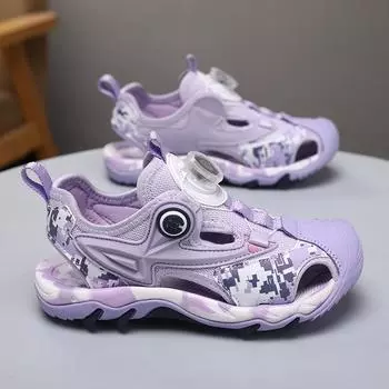 Сандалии для девочек, дышащая детская пляжная обувь, подходит для активного отдыха, водных видов спорта и походов. Size28 ,Foot Length17.5cm чёрный