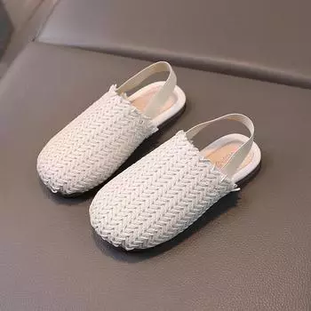 Сандалии для девочек JGSHOWKITO Brand, тапочки 2 в 1, модная обувь для принцессы в стиле бохо, праздничная пляжная обувь для лета, детские сандалии с закрытым носком 21 бежевый