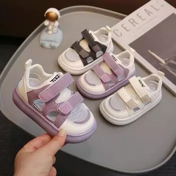 Сандалии для девочек, летние детские сандалии, полые дышащие полусандалии для мальчиков 15 белый