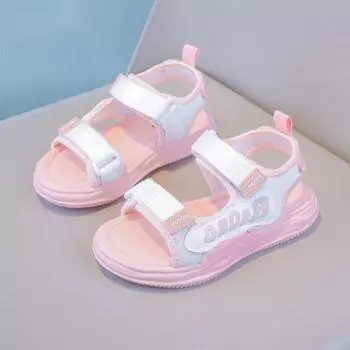 Сандалии для девочек Летняя мода Мягкая подошва Детские спортивные для средней школы Студенческие Принцесса С открытым носком Детская пляжная обувь 26 розовый
