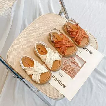 Сандалии для девочек, лето 2023, детская повседневная обувь принцессы, пляжная обувь 23