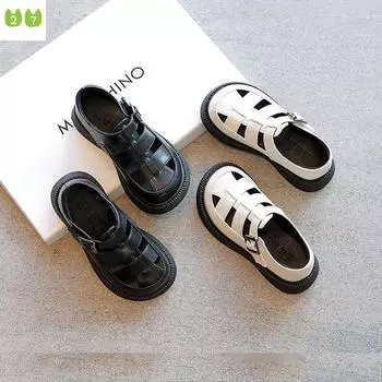 Сандалии для девочек, маленькая кожаная обувь с вырезами, весенне-летние детские нескользящие сандалии 26 белый