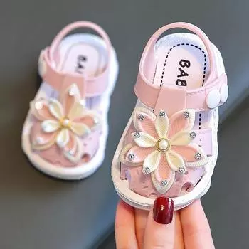Сандалии для девочек, милая мягкая детская пляжная обувь с цветочным узором, детские летние сандалии с цветочным принтом, модные милые принцессы высокого качества 16 бежевый