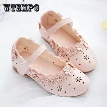 Сандалии для девочек, весенне-летние повседневные сандалии на мягкой подошве на низком каблуке, однотонные противоскользящие сандалии принцессы с украшением из бус и цветов 21 розовый