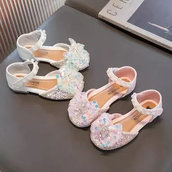 Сандалии для девочек Zapatos Nia, летние новые туфли принцессы с бантом, розовые туфли с кристаллами, модная кожаная обувь, дизайнерские сандалии для детей 241-insole15cm розовый