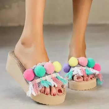 Сандалии для ходьбы для женщин, размер 8, женские сандалии, пляжные модные сандалии, сандалии с кисточками, летние джинсовые босоножки на танкетке, женские сандалии 40