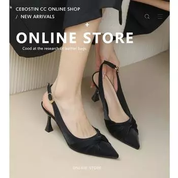 Сандалии для летней носки, женские Xiaoxiangfeng 2025, новые туфли на шпильке с острым носком, французские туфли на высоком каблуке с пряжкой в виде одного слова 34