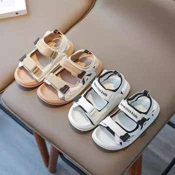 Сандалии для мальчиков, летняя новая модная детская обувь, средние и большие размеры, для маленьких мальчиков и студентов, пляжная обувь Tide 27 коричневый
