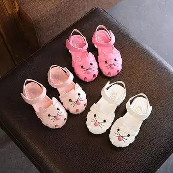 Сандалии для маленьких девочек, летняя детская обувь, модные сандалии для маленьких девочек из искусственной кожи с героями мультфильмов 21 розы красного