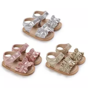 Сандалии для маленьких девочек Мягкие и дышащие сандалии на липучке 1