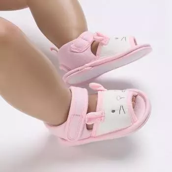 Сандалии для маленьких девочек, повседневная детская обувь с милым рисунком кота 1